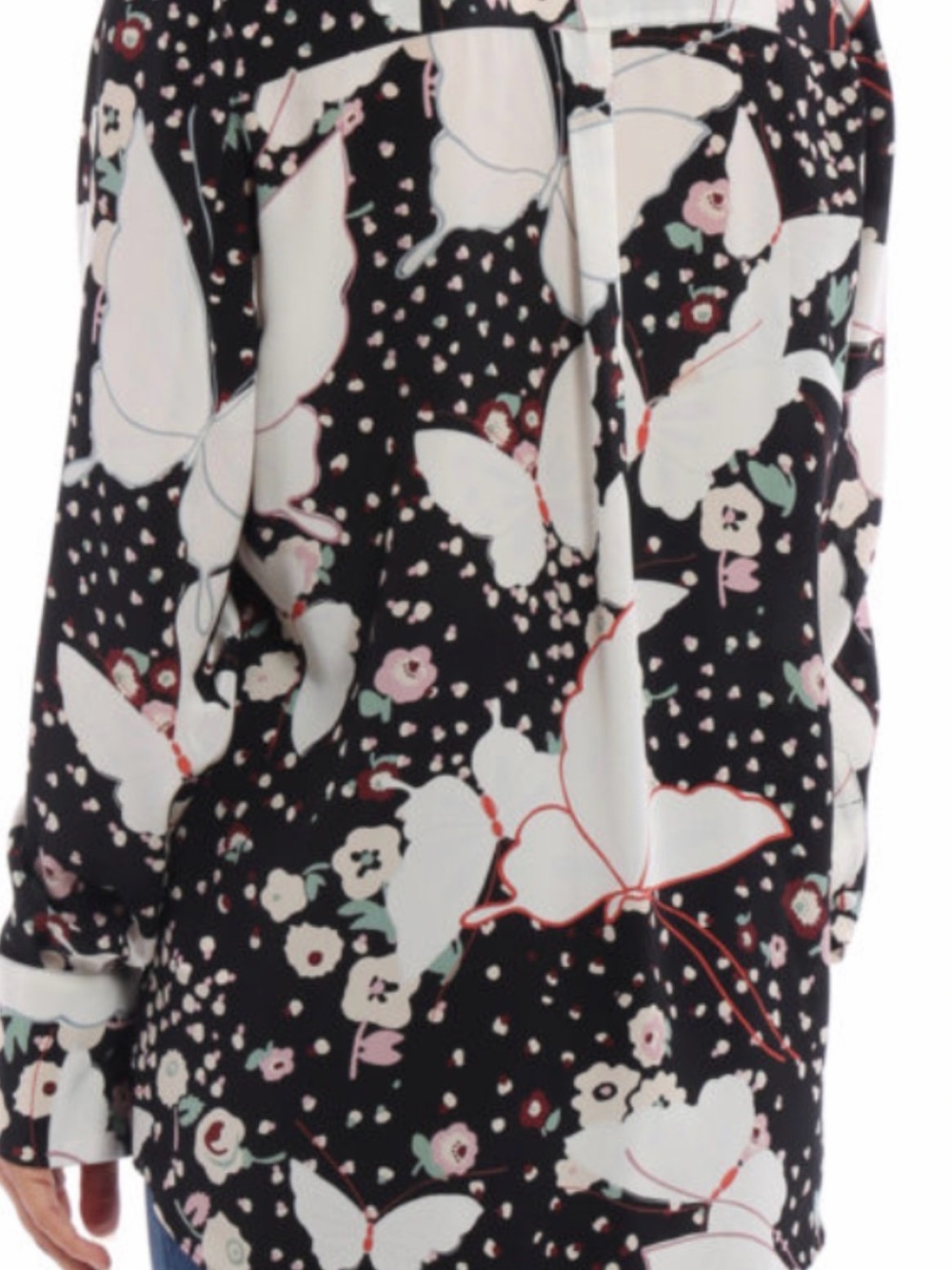 Valentino Black Floral Butterfly Button-Down Shirt